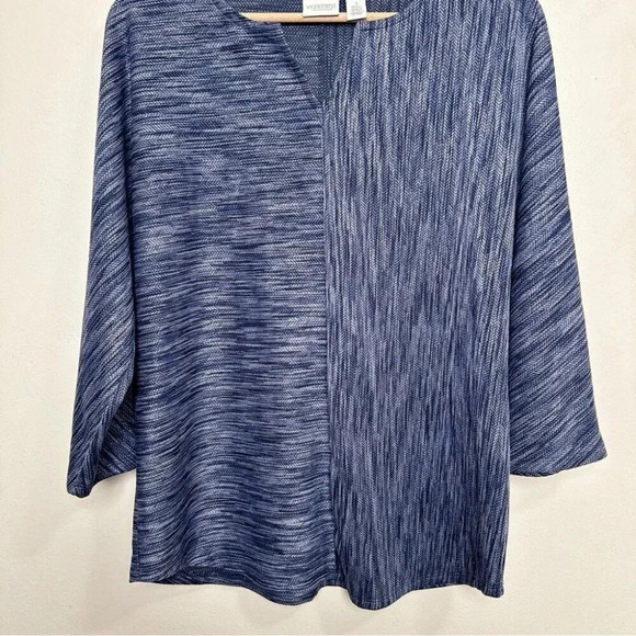 Weekends By Chico's Womens Size Medium Nocturne Navy Vneck 3/4 Sleeve Tunic - Picture 5 of 10